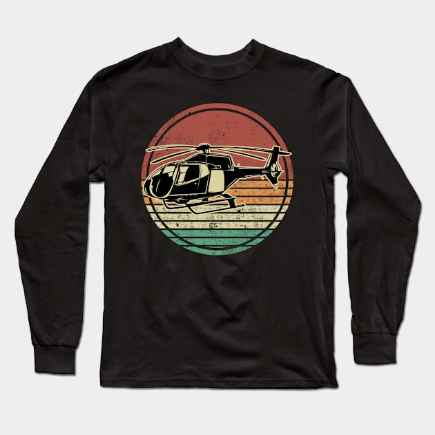 Helicopter Pilot Retro Vintage Long Sleeve T-Shirt by Visual Vibes